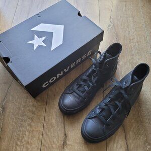 Converse Black Leather High Tops Shoes